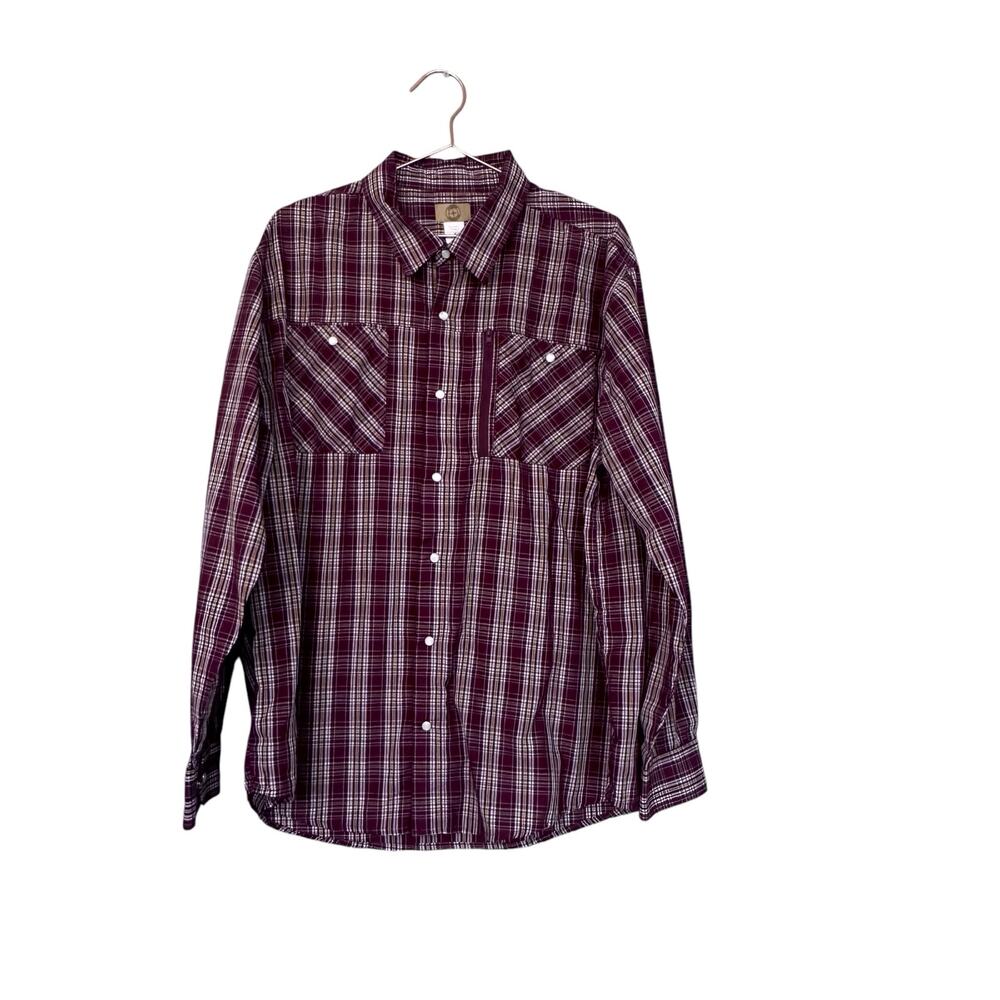 Haband Travelers Long Sleeve Plaid Pearl Snap Shirt - L